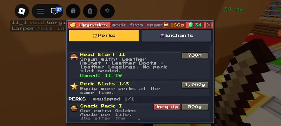 Head Start II perk at 700 gold, spawning with leather helmet, boots and leggings